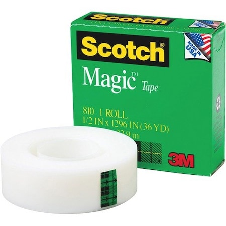 3M Commercial Tape, Roll, Invis, 1/2X1296in, 12PK MMM810121296PK